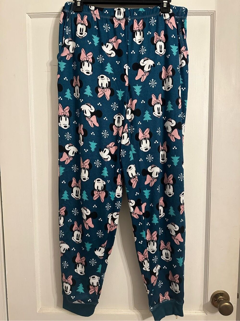Disney Minnie Mouse Size Medium Fleece Lounge Pajama Pants Christmas Bottoms